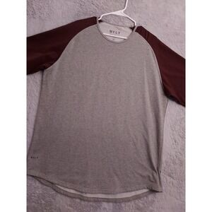 Bylt Shirt Mens 2XL XXL Baseball Drop Cut Raglan Maroon Gray Performance Stretch